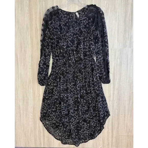 Free People Dress Open Back Size XS Black & Purple Floral Boho Charlotte Lace - Picture 2 of 16